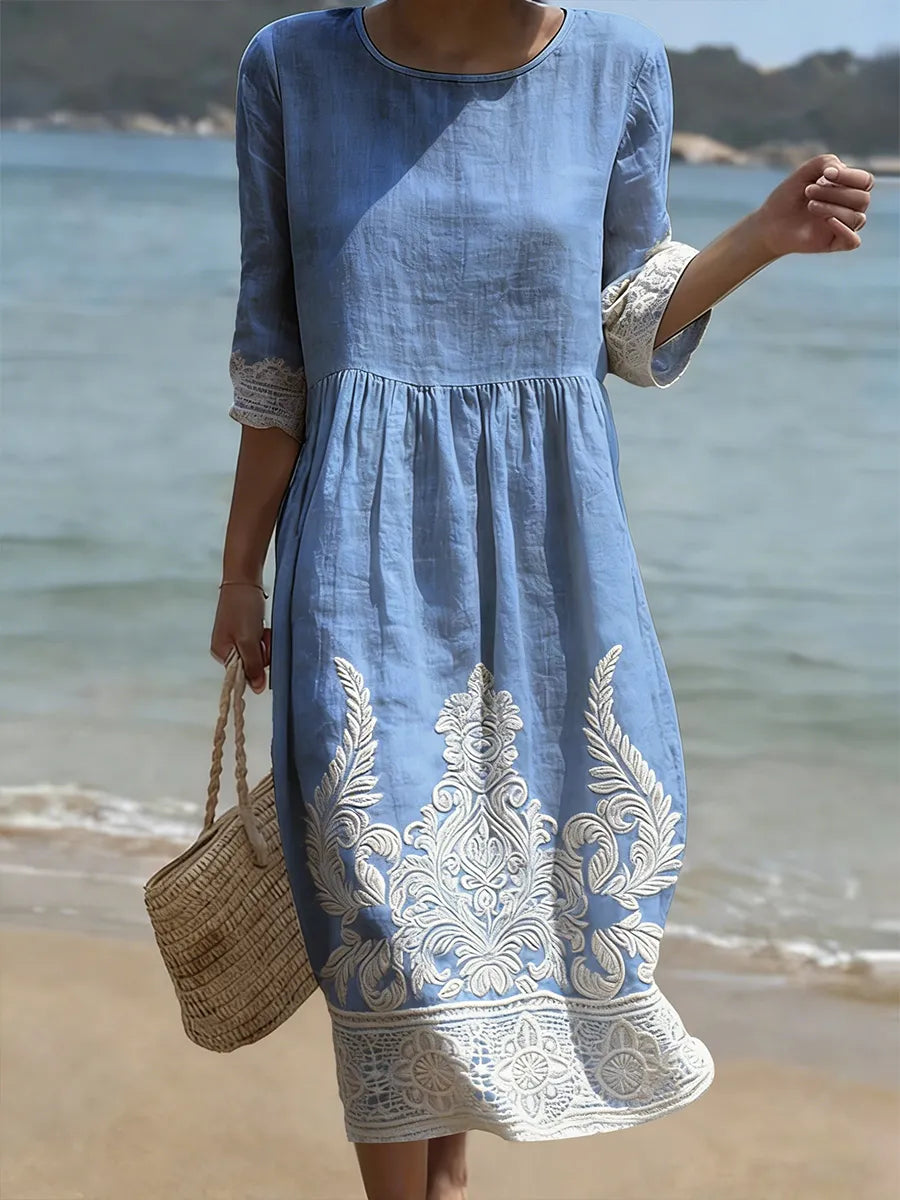 Tiffany | Botanical Print Midi Dress