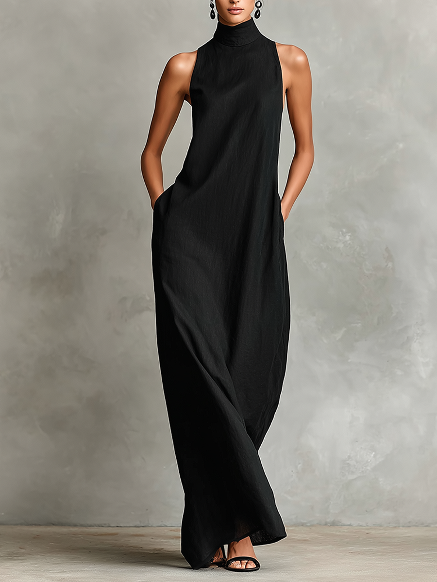 Imeria – Halter Maxi Dress with Side Pockets