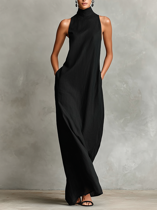 Imeria – Halter Maxi Dress with Side Pockets