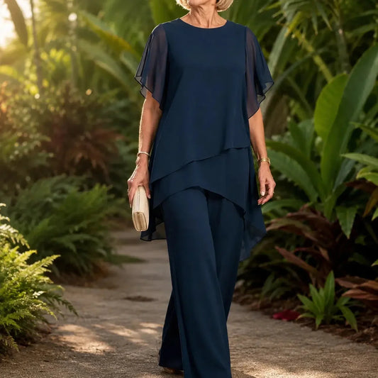Florenza – Double-Layer Top and Wide-Leg Trousers Set