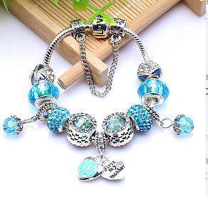 Rose Silver Bracelet with Blue Zirconia