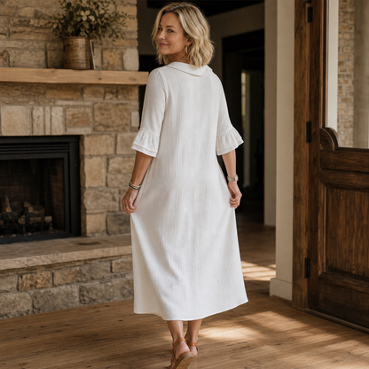 Céleste – A-Line Midi Dress with Round Neckline